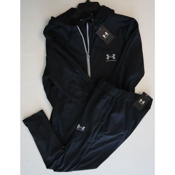 Under Armour 1370153 002 Men's Sz M Black/Gray UA JD Knit Hooded Tracksuit - Picture 1 of 11